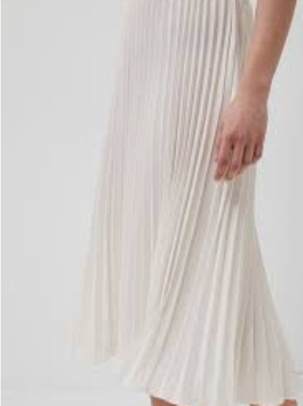French Connection White Pleated Midi Skirt